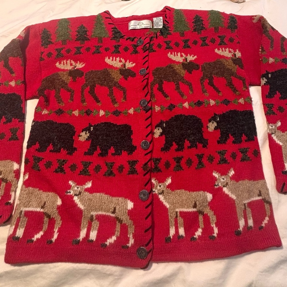 Holiday lVintage 1990’s Rare Find Philip & Jane Gordon Wildlife Cardigan Largish